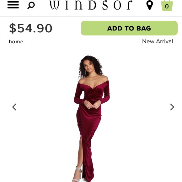 Burgundy Velvet Prom Dress - Picture 1 of 5